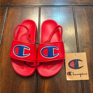 Champion Kids Red and Blue Slide Sandals Size 9